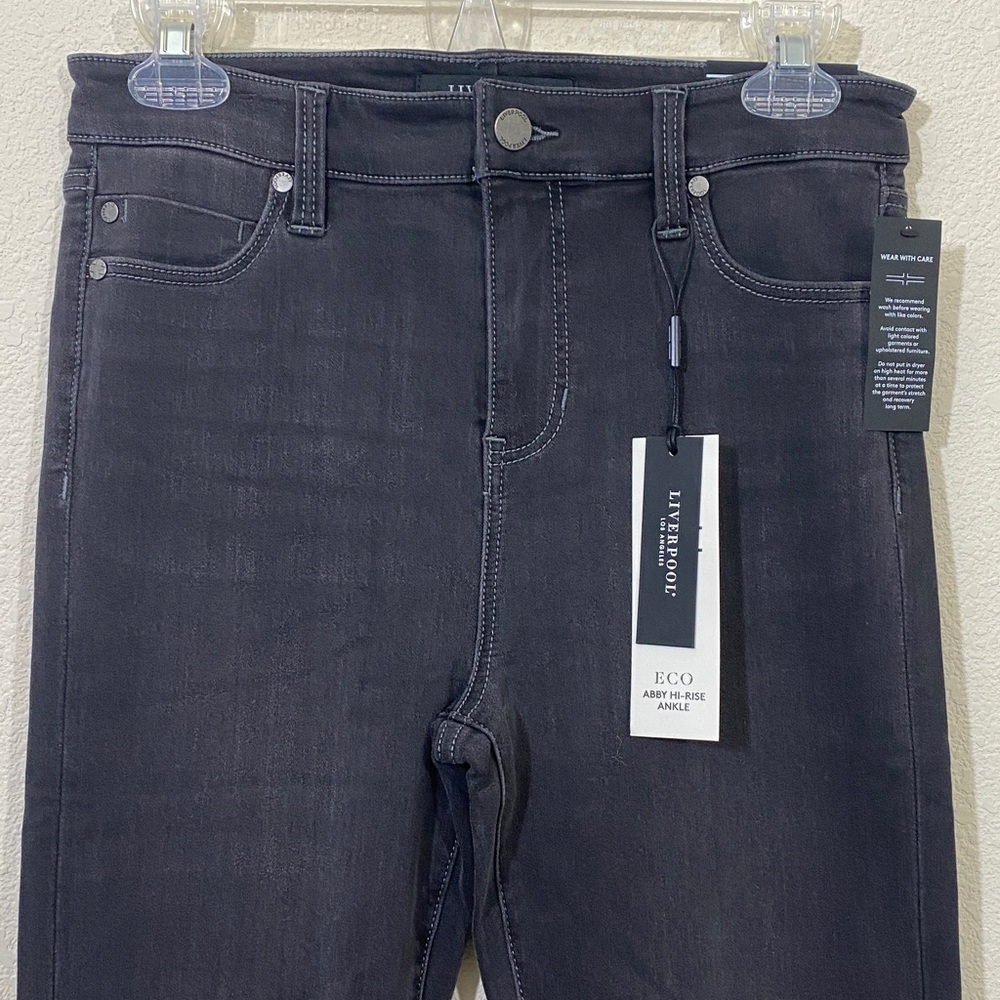 LIVERPOOL ECO ABBY Hi-Rise Ankle Skinny Jean Pants w Meteorite Wash Size 6P/28